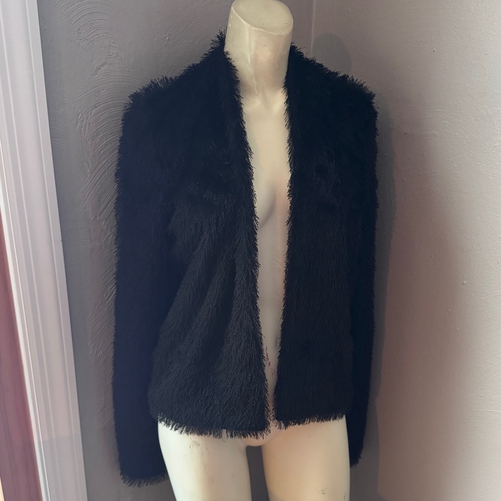 Kardashian furry jacket size small xs black